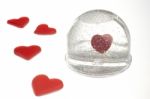 Empty Snow Dome With Heart  Stock Photo