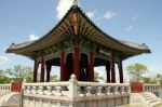 The Peace Bell Pavilion At Demilitarized Zone On The Border Of South Korea Stock Photo