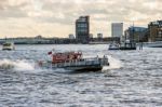 Fire Rescue Boat Rushing To An Emergency On The River Thames Stock Photo