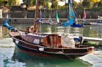 Yacht Moored At Desenzano Del Garda Stock Photo