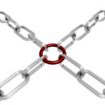 Red Link Chain Shows Strength Security Stock Photo
