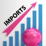Imports Graph Shows International Trade And Importing Goods Stock Photo