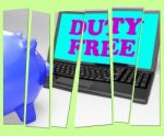 Duty Free Piggy Bank Shows No Tax On Goods Stock Photo