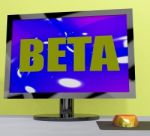 Beta On Monitor Shows Testing Software Or Development Stock Photo
