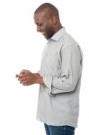 African Man Using His Mobile Phone Stock Photo