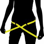 Silhouette Girl Measuring Weight Stock Photo