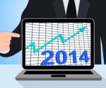 Twenty Fourteen Graph Chart Displays Increase In 2014 Stock Photo