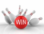 Win Bowling Represents Strike Success 3d Rendering Stock Photo