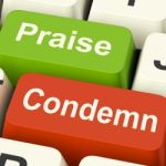 Condemn Praise Keys Means Appreciate Or Blame Stock Photo