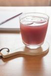 Mix Fruit Juice On Working Table Stock Photo