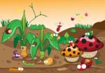 Insects Family On The Ground And Tree. Insects Cartoon Stock Photo