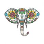 Elephant Head Mandala Tattoo Stock Photo