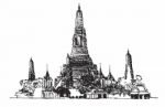 World Famous Landmark Collection : Wat Arun Temple In Bangkok, Thailand Stock Photo