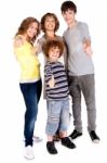 Family With Thumbs Up Stock Photo
