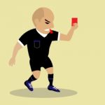 Soccer Referee Giving Red Card Stock Photo