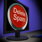 Delete Spam On Monitor Shows Unwanted Email Stock Photo