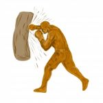 Boxer Punching Bag Drawing Stock Photo
