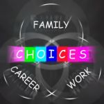 Words Displays Choices Of Family Career And Work Stock Photo