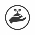 Icon Of Hand Holding Plant In Circle Line -  Iconic Desig Stock Photo