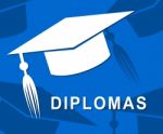 Diplomas Mortarboard Shows Qualifications Degrees And University Stock Photo