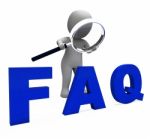 Faq 3d Character Shows Assistance Inquiries Or Frequently Asked Stock Photo