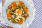 Traditional Green Peas With Egg Stock Photo