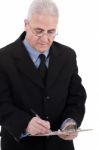 Senior Business Man Writing Stock Photo
