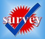 Survey Tick Shows Pass Evaluate And Approved Stock Photo