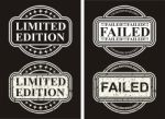Business Set Stamps Limited Edition And Failed Stock Photo