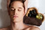 Young Male Getting Spa Treatment Stock Photo