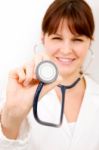 Woman Doctor With Stethoscope Stock Photo