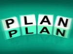 Plan Blocks Displays Targets Strategies And Plans Stock Photo