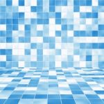 Interior Room With Blue Mosaic Tile Stock Photo