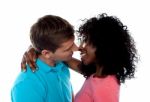 Romantic Couple Kissing Each Other Stock Photo