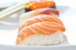 Sushi In White Background Stock Photo
