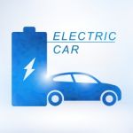 Electric Car And Electrical Charging Station Symbol Icon Stock Photo