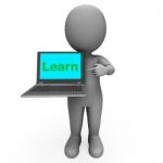 Learn Character Laptop Shows Web Learn Or Studying Stock Photo