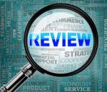 Review Magnifier Indicates Assessment And Evaluating 3d Renderin Stock Photo