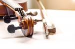 The Violin On The Table Stock Photo