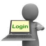 Login Character Laptop Shows Website Sign In Or Signin Stock Photo