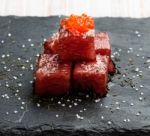 Red Tuna Sashimi With Salmon Roe Stock Photo