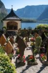 Well Kept Graveyard At The Maria Hilf Pilgrimage Church In Halls Stock Photo