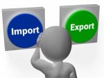 Import Export Buttons Show International Cargo Trade Stock Photo