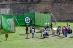 Archery Demonstration At Alnwick Castle Stock Photo