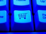 Internet Shopping Cart Payment Press Button Stock Photo