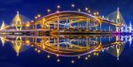 Panorama Of Bhumibol Suspension Bridge In Thailand Stock Photo