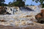 Conprapeng Water Fall Or Mekong River In Champasak Stock Photo