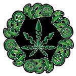 Green Marijuna Leaf Symbol Design Stamp Stock Photo