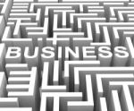 Business Word In Maze Shows Finding Commerce Stock Photo