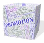 Promotion Cube Showing Reduction Merchandise And Save Stock Photo